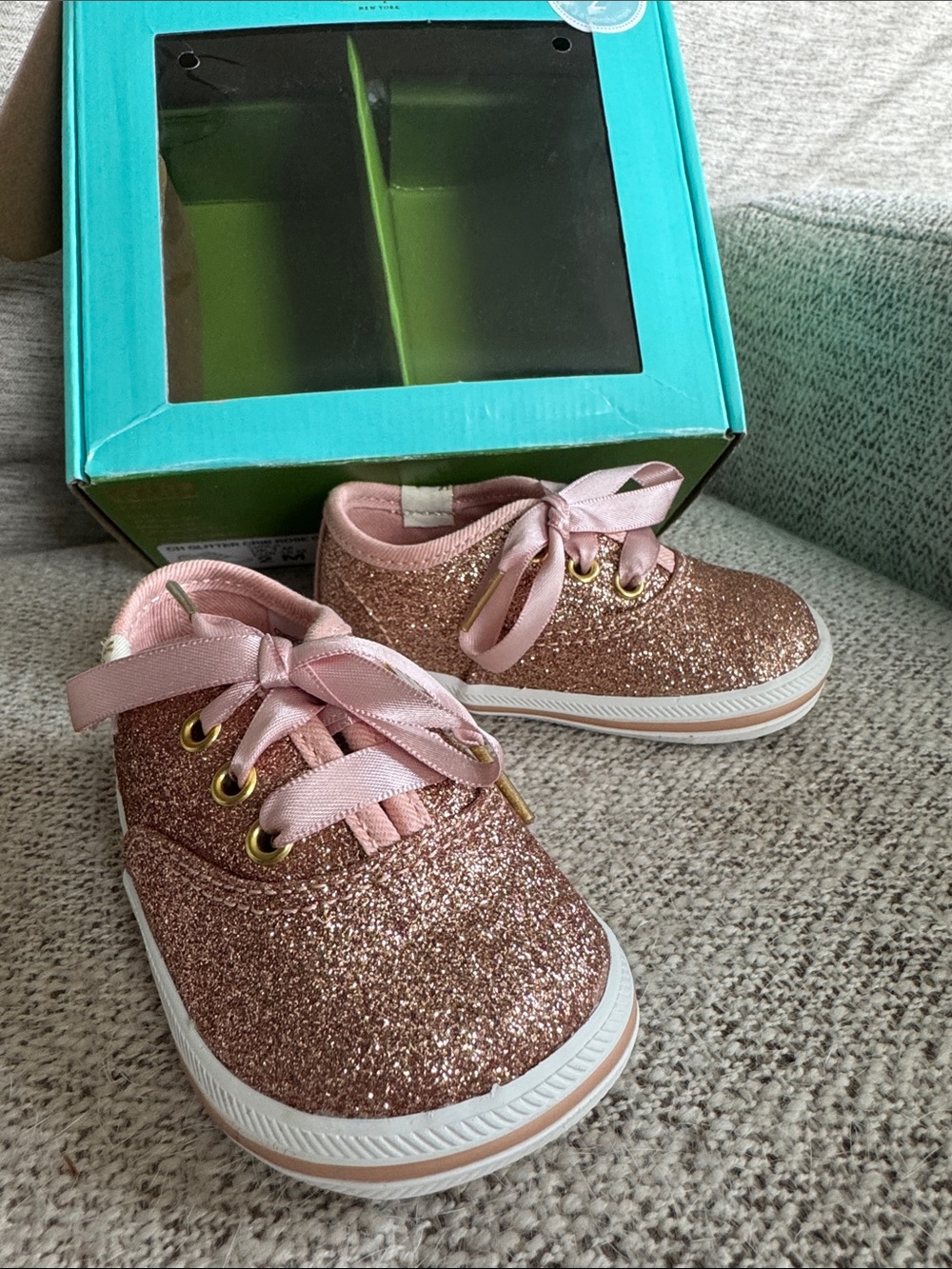 Keds by Kate Spade Glitter Crib Shoes Rose Gold